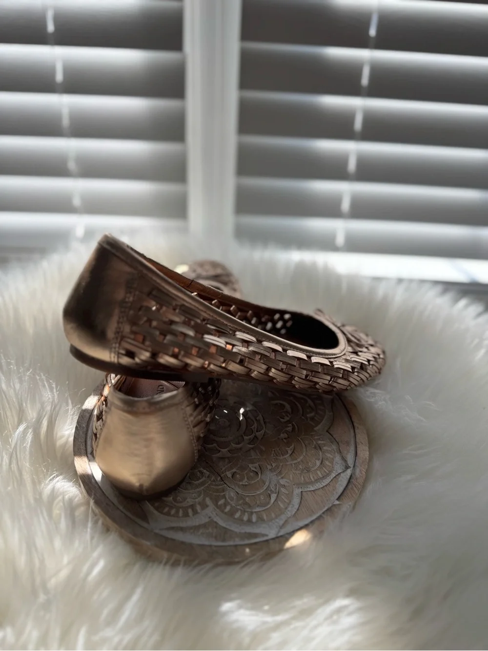 Lucky Brand Metallic Gold Woven Ballet Flats